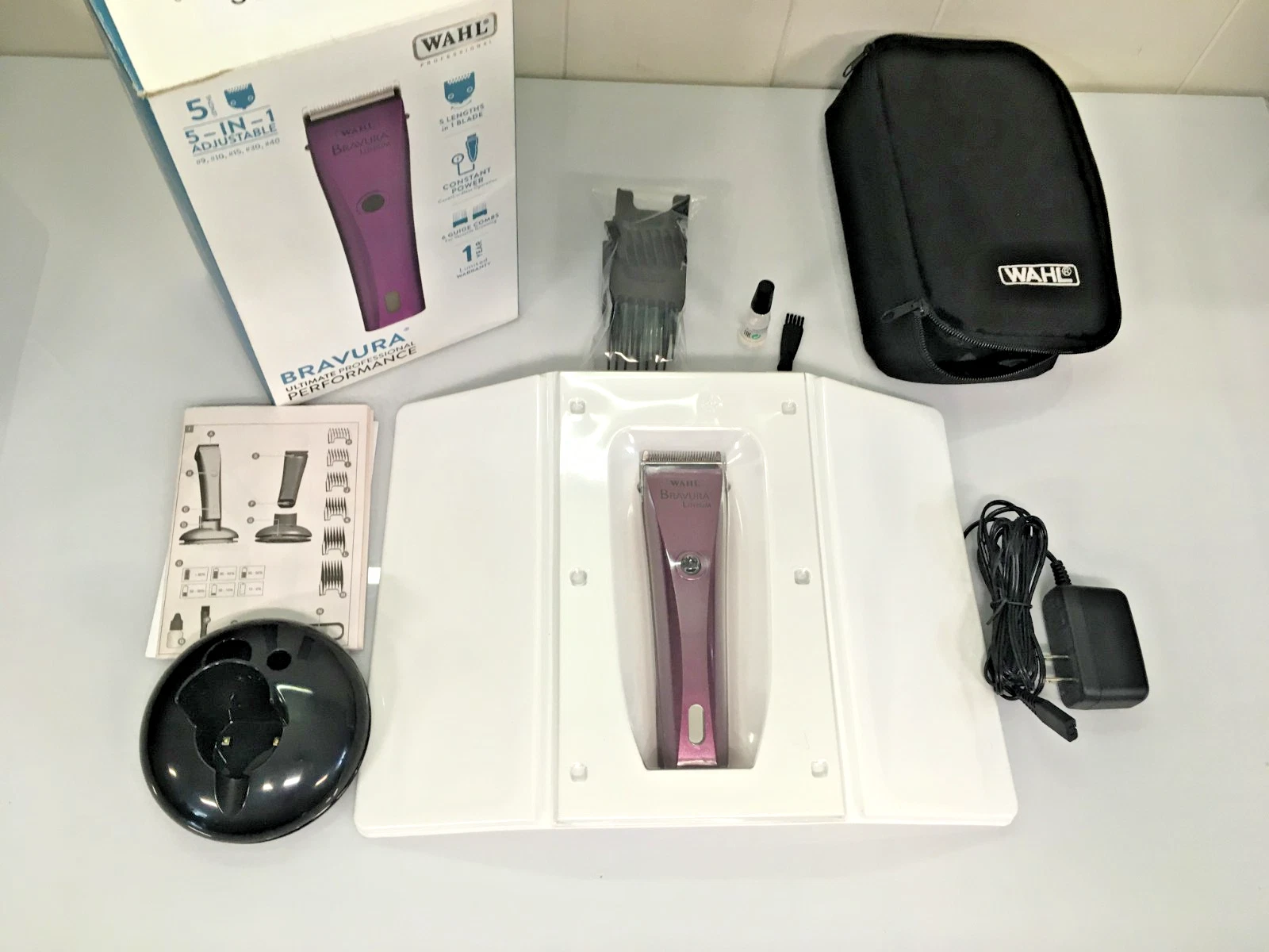 Wahl Professional Bravura Lithium Cordless Pet Clipper Kit Purple USED NICE