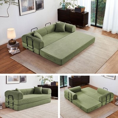 King Size 5-In-1 Folding Convertible Sofa Bed Floor Couch Futon Pull-Out Sleeper