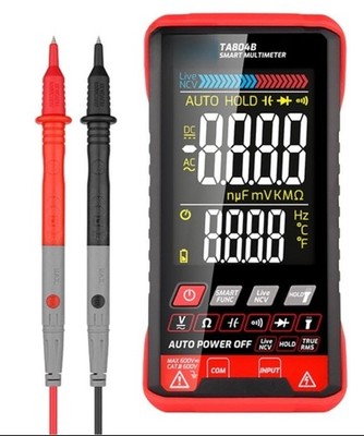 TA804B Smart Color LCD Digital Multimete AC/DC RMS Voltage,Ohm,Temp,Hz,Diode,NCV