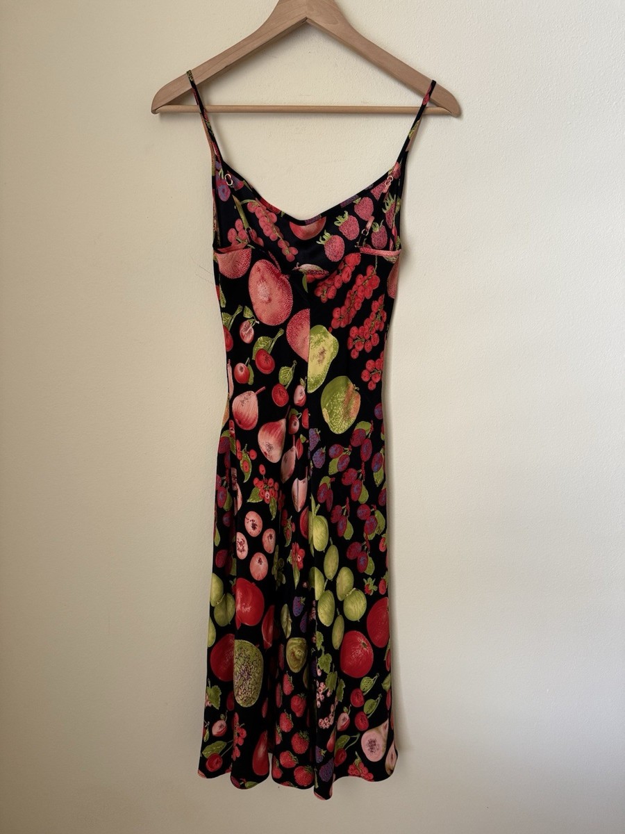 Betsey Johnson Fruit Print Dress Silk Black Multicolor Size 6 | eBay