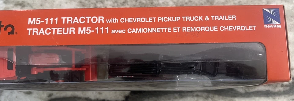 Kubota 1/43 Scale M5-111 Tractor And Chevy Pickup & Trailer New Ray SS-34213 NIB - Image 4 of 4