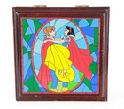 Disney Snow White and Prince Stained Glass Cherry Wood Wooden Jewelry Box RARE