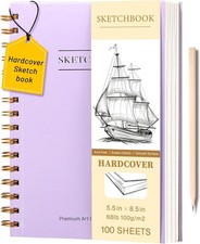 Portable 5.5" x 8.5" Sketchbook with 100 Sheets for Drawing and Sketching