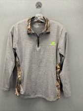 Mossy Oak Men's Gray Camo Long Sleeve 1/4 Zip Pullover Sweater Size Large