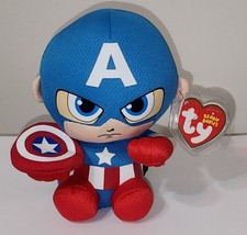 Ty Beanie Baby - CAPTAIN AMERICA Marvel 6" NEW MWMTs Plush Stuffed Animal Toy