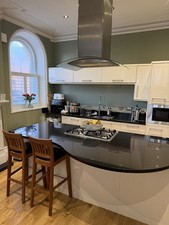 Howdens Beige/Taupe Gloss Kitchen Includes Applicances and Island Cabinets