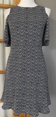 Y2K Banana Republic Floral Dress Womens Sz 0 Navy Cold Shoulder Classic Romantic