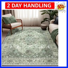 Area Rugs 5'x7' Washable Non-Slip, Floral Vintage Distress Print Pattern Meda...