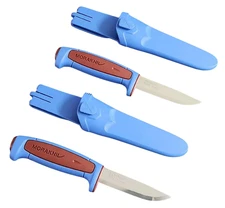 Lot of 2 Mora Morakniv Basic 546 Dala Red/Blue Fixed Blade Knives with Sheaths