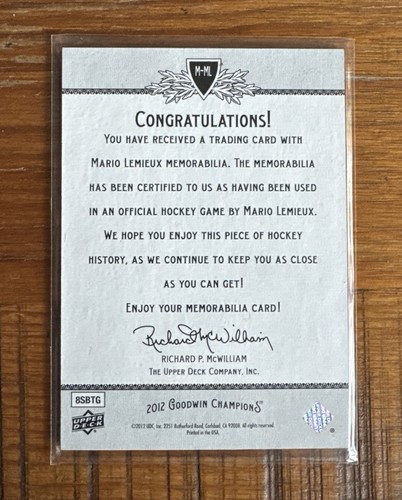 2012 UD Upper Deck Goodwin Sports Royalty G/U Jersey Relic #M-ML Mario Lemieux - Picture 2 of 2