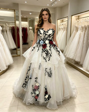 Vintage Champagne Sweetheart Wedding Dresses with 3D Florals Bridal Gowns