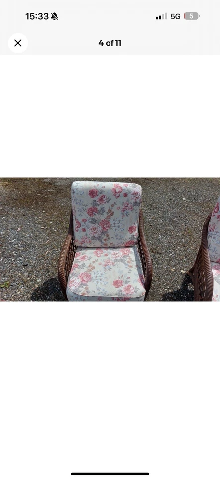 ✨beautiful 80s Vintage Sofa And Two Chairs Wicka Conservatory Set With Stool - Image 4 of 4