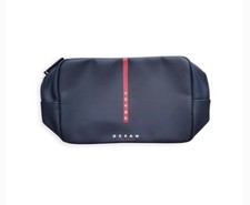 NEW PRADA Luna Rossa Ocean Men Navy Black Faux Leather Travel Pouch Toiletry Bag