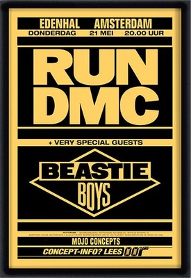 BEASTIE BOYS - RUN DMC - EDENHALL AMSTERDAM A2 GIG POSTER FRAMED