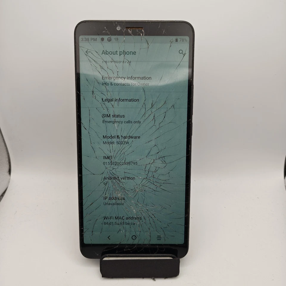 Alcatel 3V 5032W 4G LTE Smartphone (Metro Unlocked) - 32GB Gray - CRACKED #2466 - Image 2 of 4