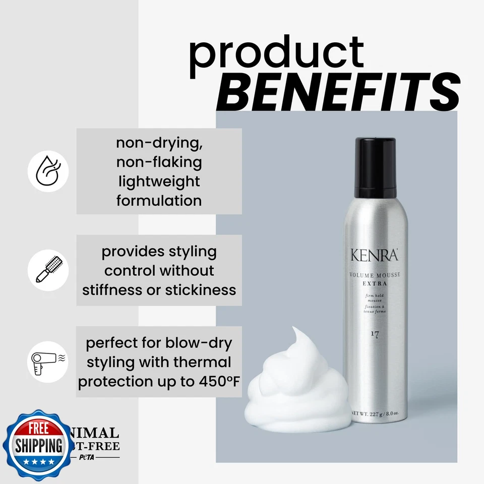 Kenra Professional Volume Mousse Extra 17 | Mousse de sujeción firme | Todo tipo de cabello Foto 2 de 4