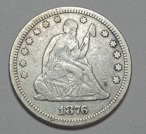 1876 Seated Liberty Quarter Dollar (Philadelphia Mint) worn but good detail