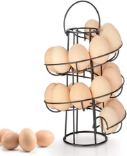 Spiral Egg Skelter Dispenser Rack Metal Storage Holder Display Countertop Black