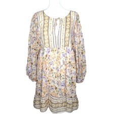 Billabong Ambers Mini Dress Flowy Fit Boho Style Contrasting Prints Size L NWOT