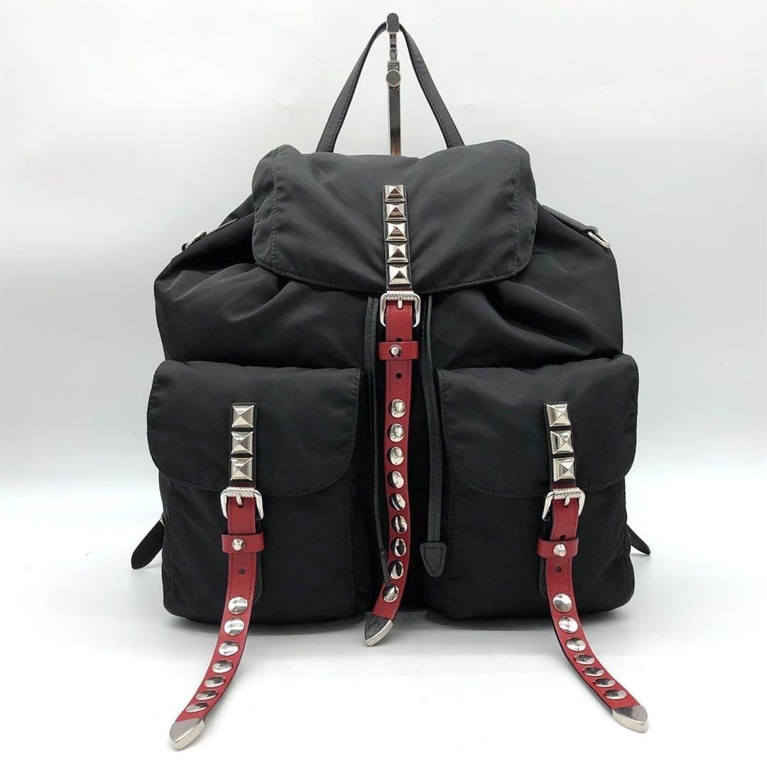 Prada Backpack Studded Triangle Logo Nylon Design… - image 2