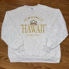 Vintage Hawaii Embroidered Souvenir Sweatshirt Large Maui Islands USA Made 90s