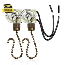 Zing Ear ZE-109 Fan Chain Pull Switch - 2PCS On-Off Speed Ceiling Fan Chain, Lam