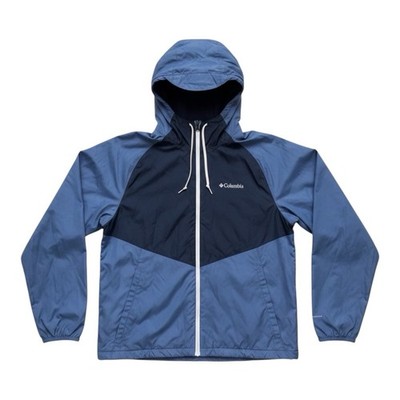 Columbia Woman s  Hooded Full Zip Colorblock Windbreaker Jacket Blue/Navy M