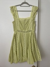 Free People FP One Verona Mini Dress Size M Lace Square Neck Romantic Yellow