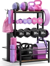 Gym Home Equipment Weight Rack – 3‑Tier Workout Storage Stand for Dumbbells & Ke