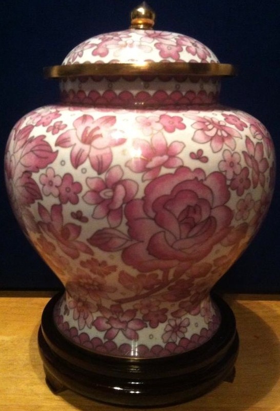 Cloisonne Solid Brass Vase Cremation Urn Human or Pet Remains NEW / DAMAGED