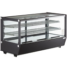 60" Black Refrigerated Square Countertop Bakery Display Case with Led Lighting