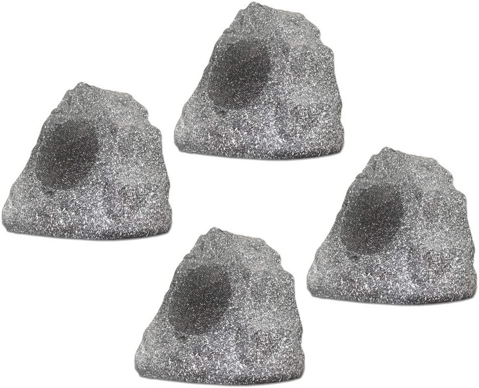 4R4G New Wired Outdoor Garden Waterproof Granite Rock Patio Speakers (Set of 4)