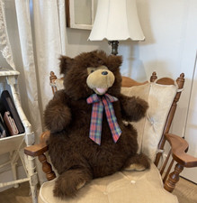 VINTAGE "BEAR" 1988 Plush LARGE STUFFED - WITH ORIGINAL RIBBON