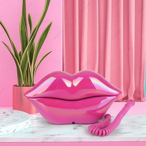 Telefono labbra carino telefoni con cavo novità sexy bocca telefono cablato rosa - Foto 3 di 6