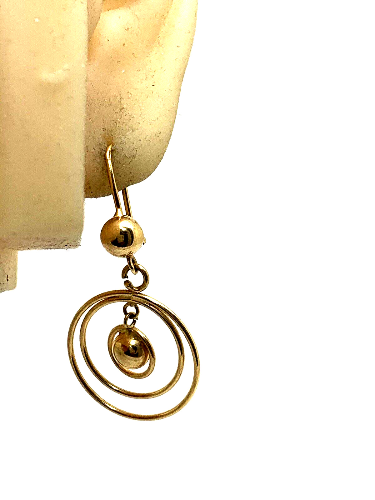 Hoops Earrings 14k Yellow Gold Concentric Circles… - image 6