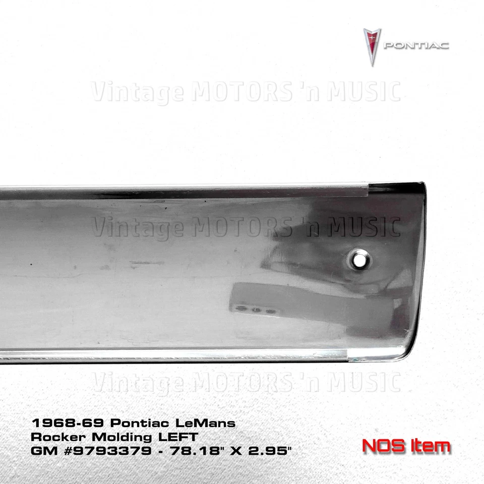NOS 1968-1969 Pontiac LeMans 78.18" Stainless Rocker Panel Molding LEFT #9793379 - Image 3 of 4
