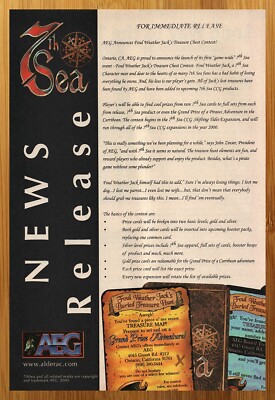 2000 7th Sea Card Game Vintage Print Ad/Poster Pirates AEG TCG CCG RPG Promo Art