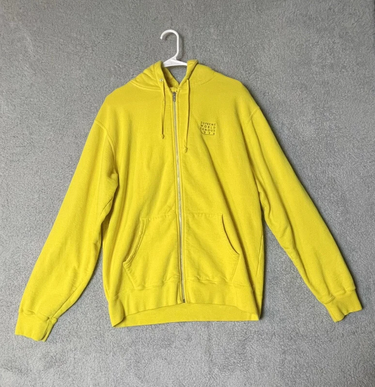 Sweat à capuche zippé Supreme World Famous 1994 jaune taille large