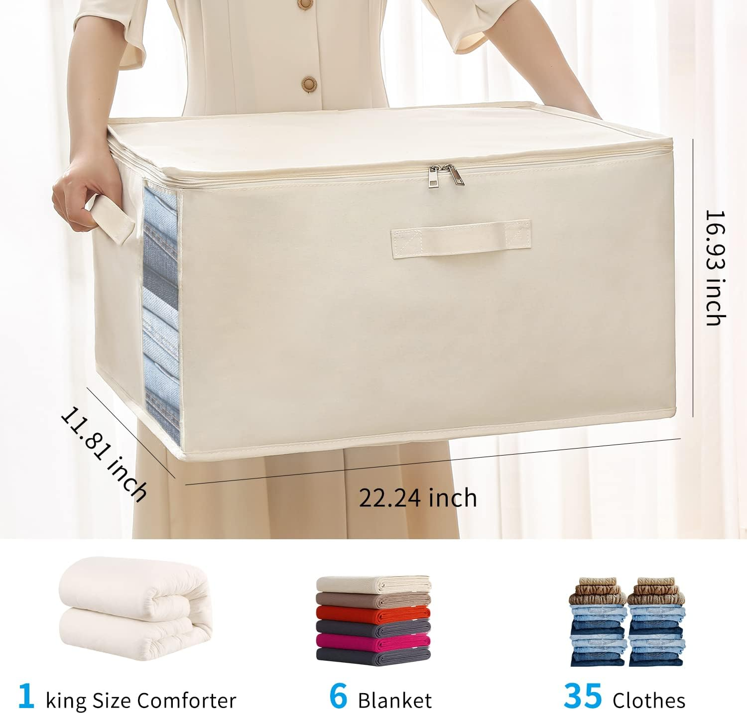 Large Canvas Comforter Storage Bags Closet Organizer for Clothes