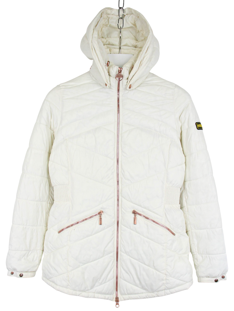 BARBOUR International Jacket Women's EU 36 White Hooded Full Zip
