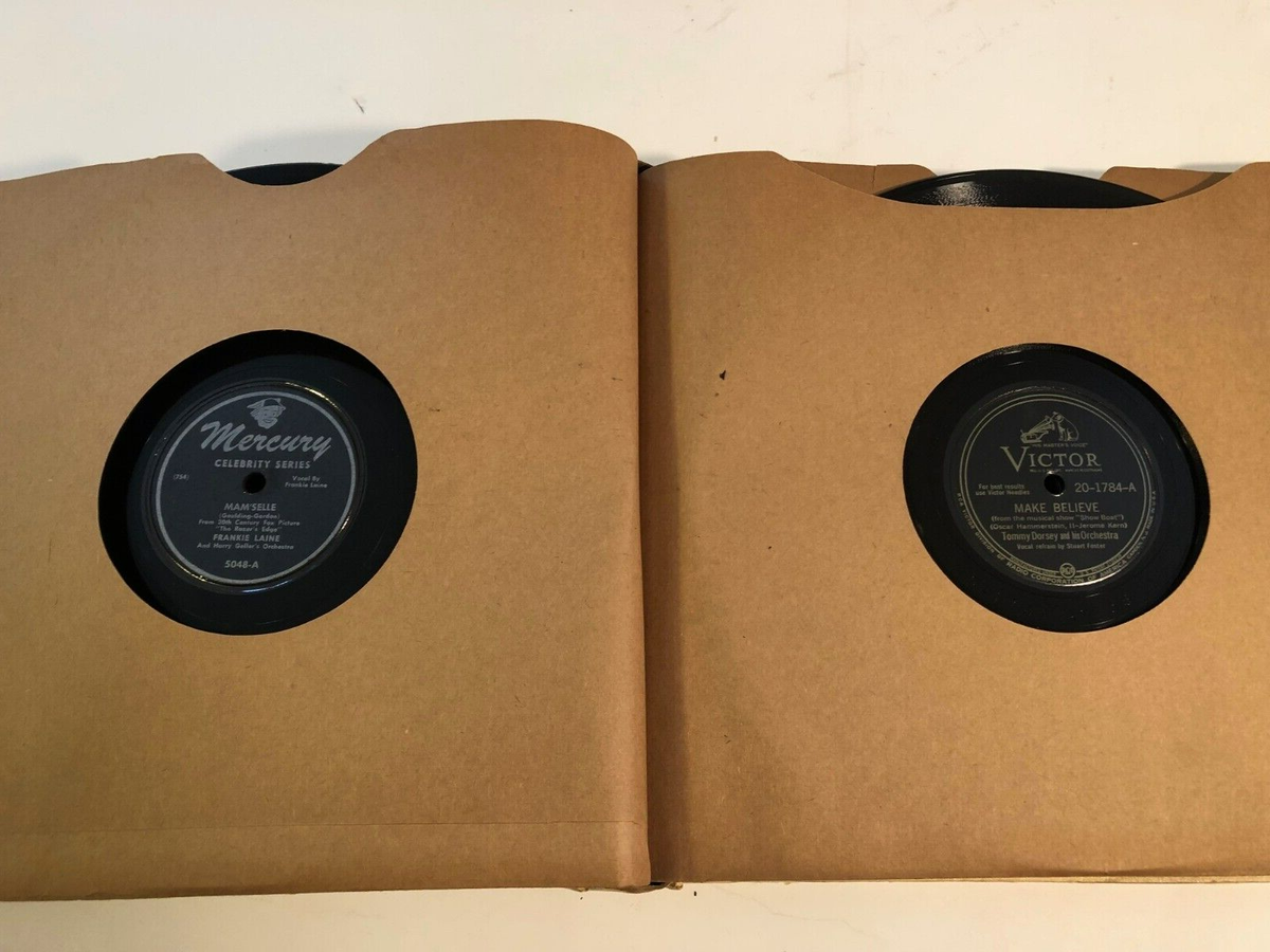 Vintage 1940's 78 RPM Record Album Holder & 9 - 78 RPM Records