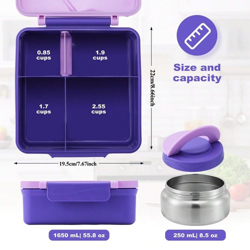 Bento Lunch Box with 8oz Soup Thermo: 4-Compartment, Leakproof - Picture 27 of 49