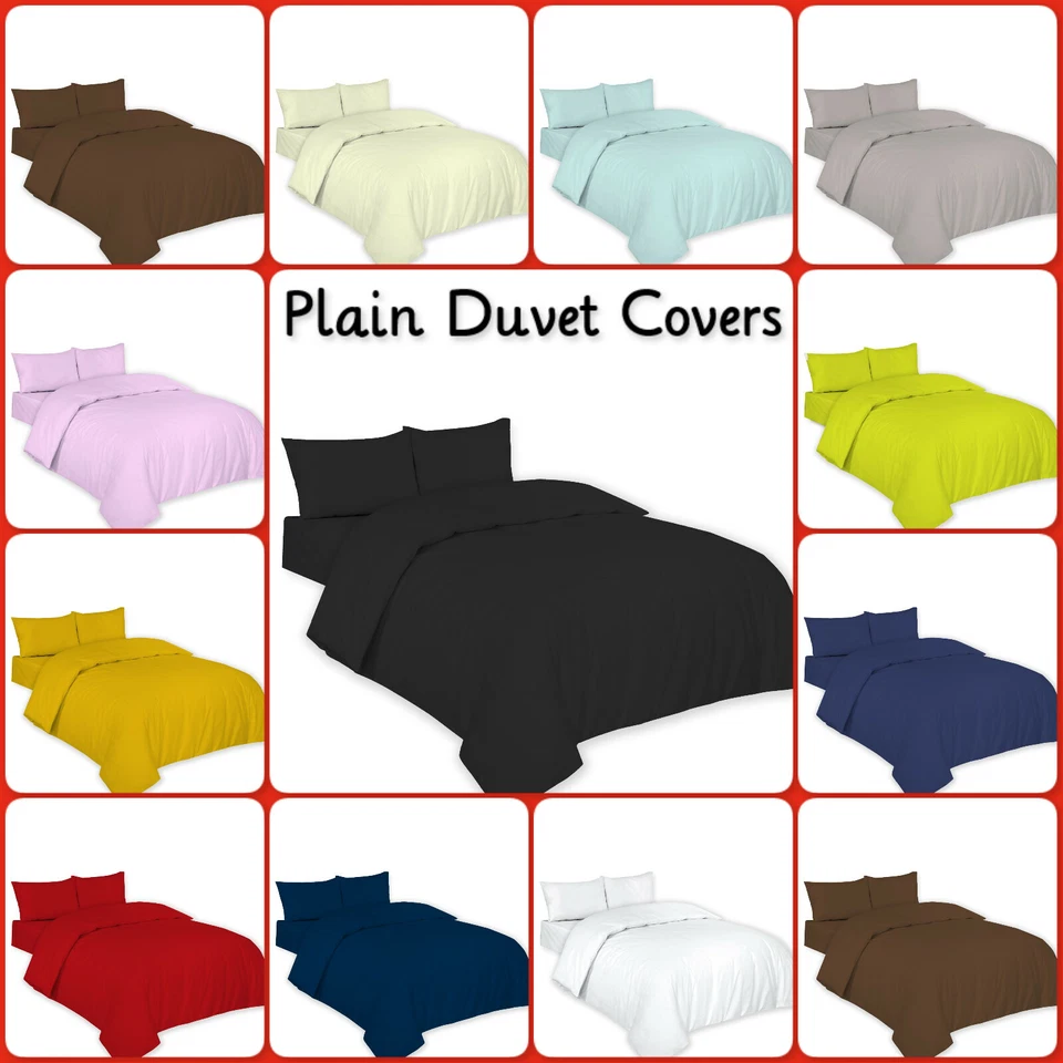Polycotton Duvet Cover Plain Dyed with Matching Pillowcases Bedding Set All Size