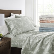 Kaycie Gray Bed Sheets 4-PC Patterned Ultra Soft Fashion Sheet Set