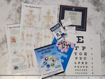 1/6 SCALE Mini Doctor Medical Office Decorations - 6 Posters + 2 Prescription