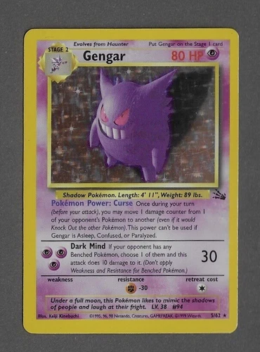 GENGAR Holo 5/62 Fossil Set Pokemon Card