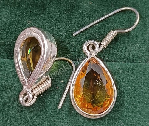 PENDIENTES 26.05 CT CORTE PERA ZAFIRO AMARILLO NATURAL PLATA EGL GEMAS SUELTAS 5FRU - Imagen 6 de 7
