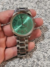 Nine West Women's Watch NW1585 Round Teal & Silver Tone Dial & Band. clean