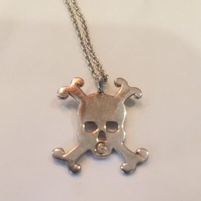 CATHERINE ANGIEL 925 Sterling Silver SKULL Pendant on Chain Necklace (ITALY)