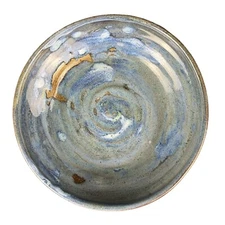 Vintage MCM German Pottery Handmade Ceramic 6.5” Bowl Dish Swirl Ocean Signed